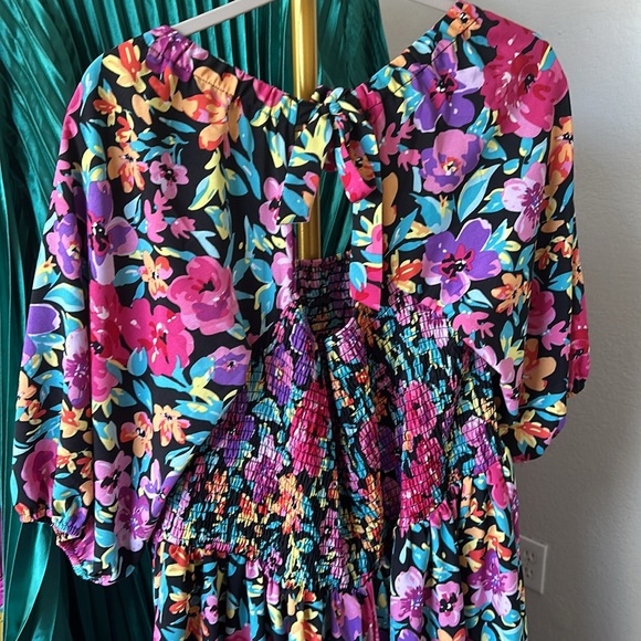 Moody Floral Smocked Maxi Dress - Picture 3 of 4